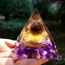 Load image into Gallery viewer, Orgonite Smoky  Sphere Energy Generator Pyramid
