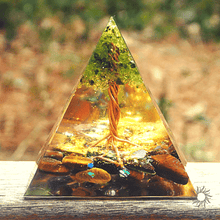 Load image into Gallery viewer, Tree of Life Orgonite Pyramid
