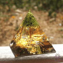 Load image into Gallery viewer, Tree of Life Orgonite Pyramid

